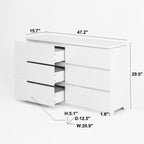 6 Drawer Storage Cabinet ,Dresser, Wood Storage Tower Clothes Organizer, Wide Chest of 6 Drawers, Large Storage Space for Bedroom, Hallway, Entryway Living Room White - Grand Goldman Shop