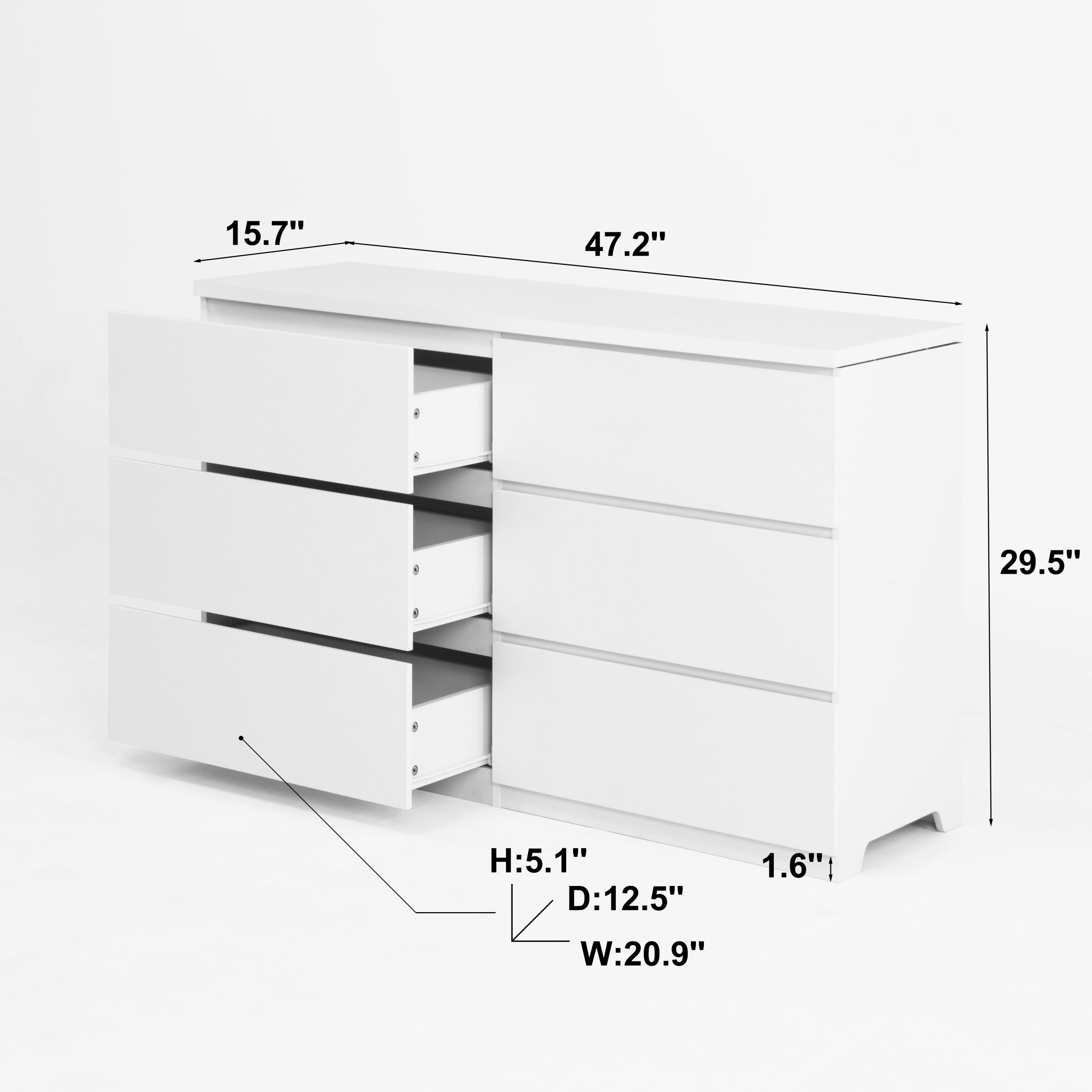 6 Drawer Storage Cabinet ,Dresser, Wood Storage Tower Clothes Organizer, Wide Chest of 6 Drawers, Large Storage Space for Bedroom, Hallway, Entryway Living Room White - Grand Goldman Shop