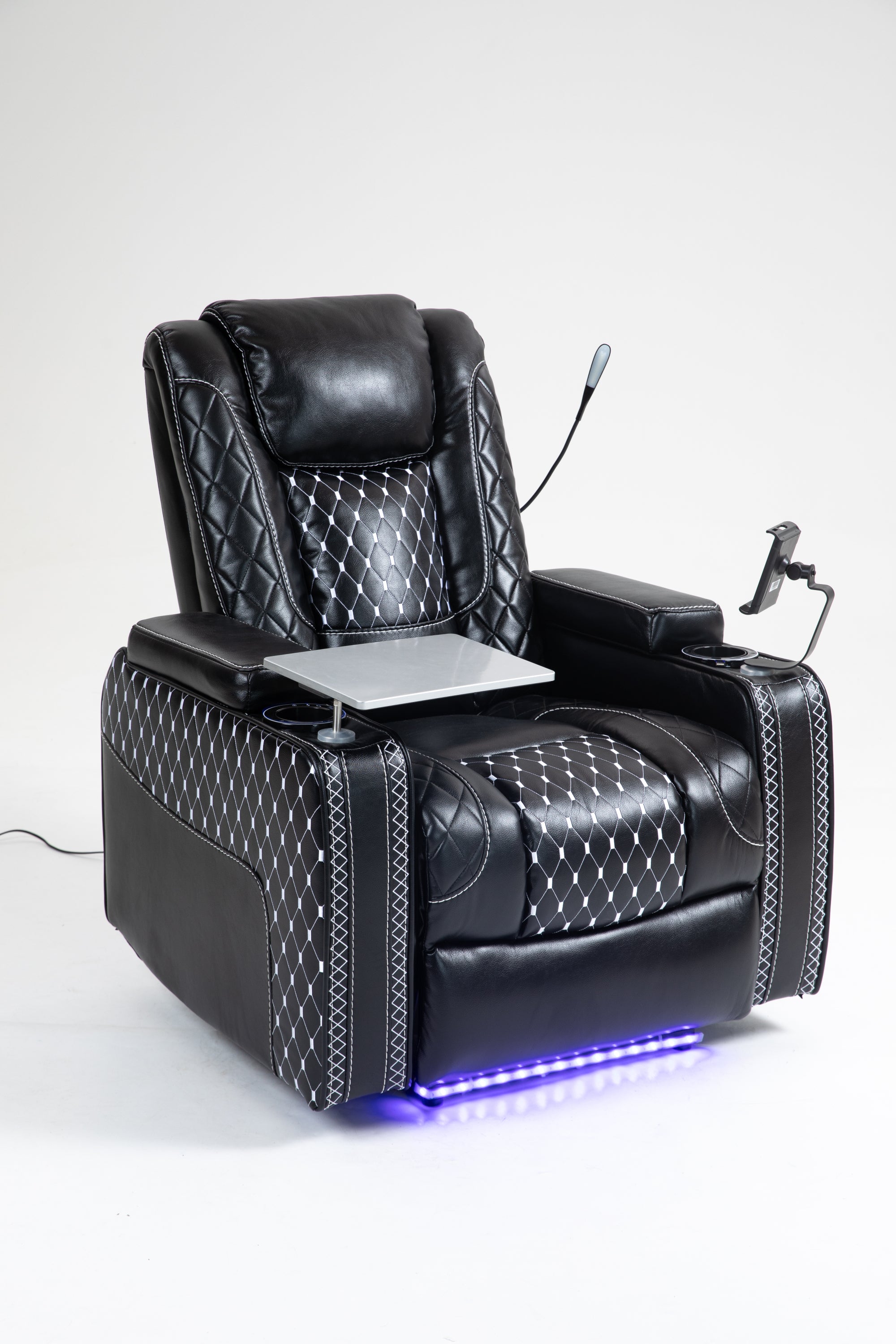 Power Zero Gravity Recliner with Multifunctional Features - Storage Armrest & Cup Holder - Laptop Table & Phone Holder- Reading Light & LED - Infinite Position Recline for Living Room & Office - Grand Goldman Shop