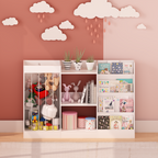 3-in-1 Kids Bookshelf and Toy Storage, 4-Tier Book Shelf for Kids Rooms, Sling Baby Bookcase with Stuffed Animal Storage, Tod