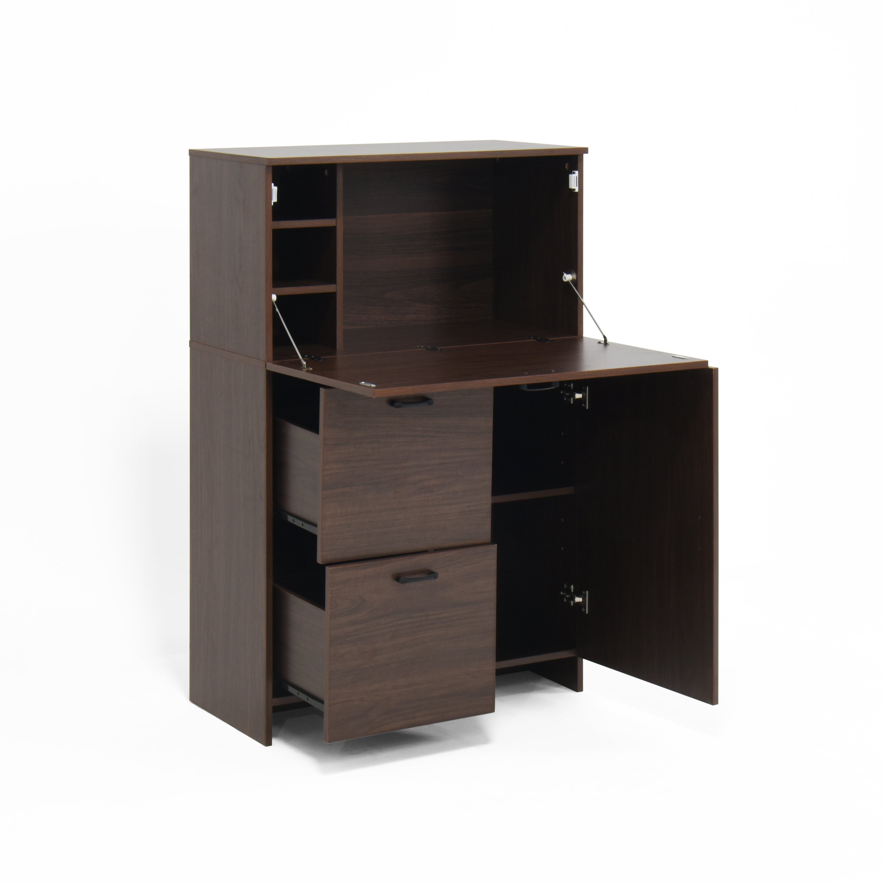 Desk Cabinet, with Storage Drawer & Shelves, Fold-up Desktop, Ideal for Home, Office, Kitchen storage organizer, Dormitory, Small Spaces W31.49'xD13.78'xH47.2' - Grand Goldman Shop