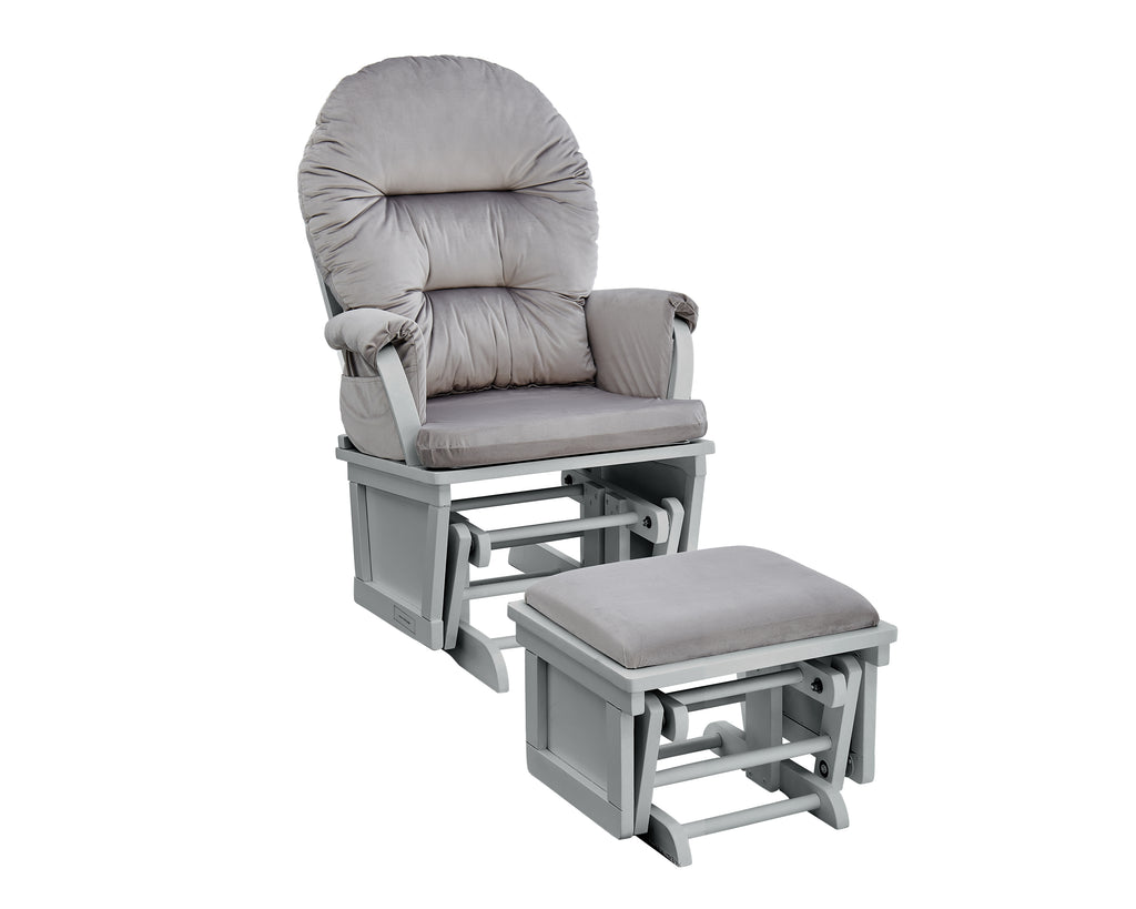 Madison Glider and Ottoman Gray Wood and Light Gray Fabric | Premium Home Decor - Grand Goldman