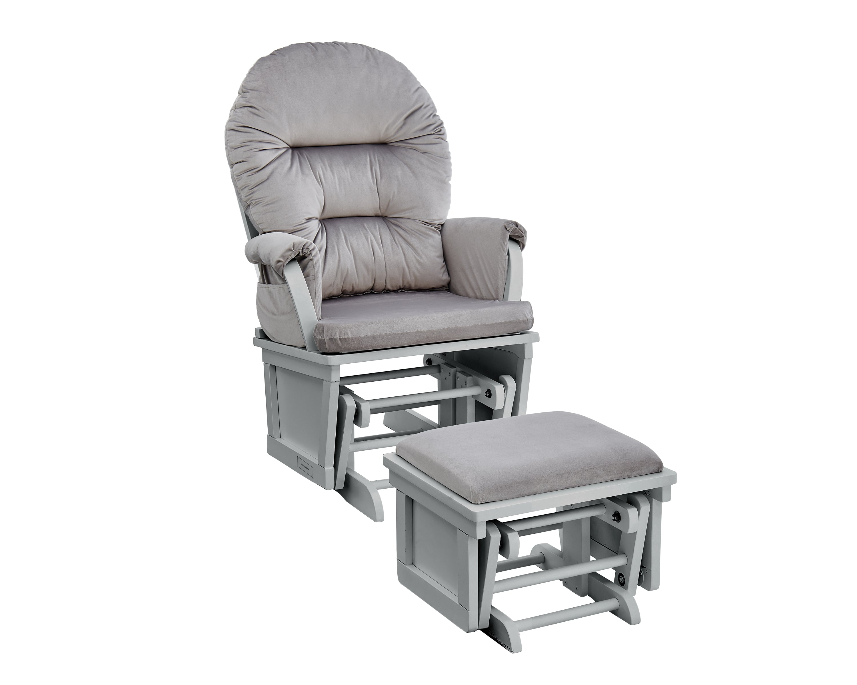 Madison Glider and Ottoman Gray Wood and Light Gray Fabric | Premium Home Decor - Grand Goldman