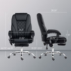 Vinsetto Executive Massage Office Chair, Heated Computer Desk Chair with Adjustable Height and Footrest, Black - Grand Goldma