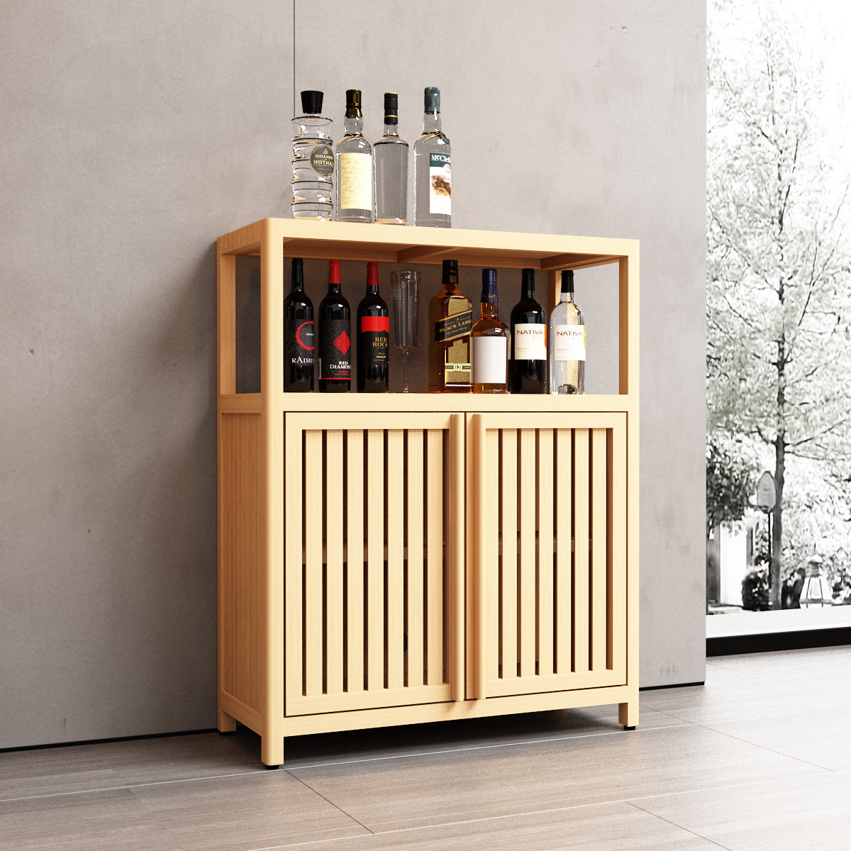Large Capacity Bamboo Storage Cabinet Furniture for Bathroom Living Room Bathroom Bamboo Storage Cabinet With Shelves - Grand Goldman Shop