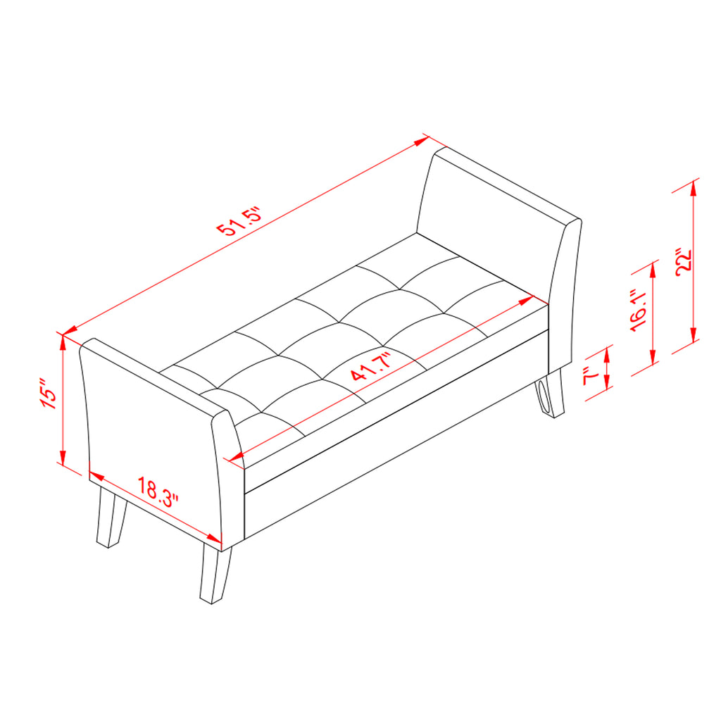 51.5' Bed Bench with Storage Navy Blue Velvet - Grand Goldman Shop