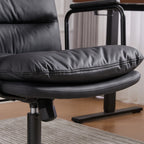 Office Chair,Mid Back Home Office Desk Task Chair with Wheels and Arms Ergonomic PU Leather Computer Rolling Swivel Chair wit