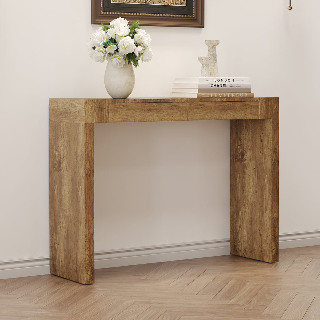 Elegant Natural Wood Grain Bar Table-50 Inches Long, a Practical Choice for Modern Homes.Wood Grain Texture Sticker,Equipped With Two Drawers.Serving As A Bar Table Or A Desk. - Grand Goldman Shop