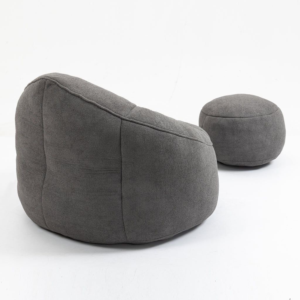Bedding Bean Bag Sofa Chair with High-Pressure Foam and Footrest, Grey Microfiber - Grand Goldman Shop