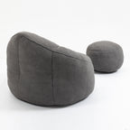 Bedding Bean Bag Sofa Chair with High-Pressure Foam and Footrest, Grey Microfiber - Grand Goldman Shop