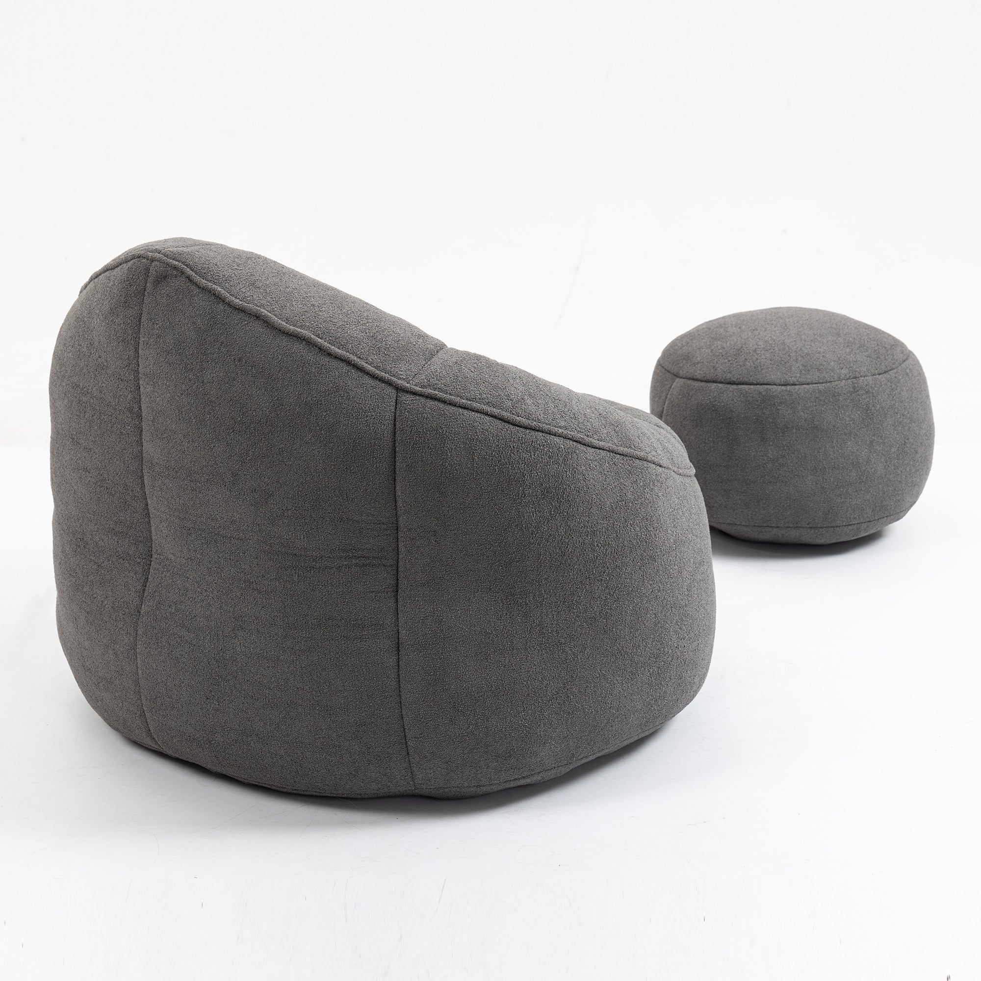 Bedding Bean Bag Sofa Chair with High-Pressure Foam and Footrest, Grey Microfiber - Grand Goldman Shop