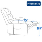 23' Seat Width and High Back Large Size Beige Chenille Power Lift Recliner Chair with 8-Point Vibration Massage and Lumbar Heating - Grand Goldman Shop