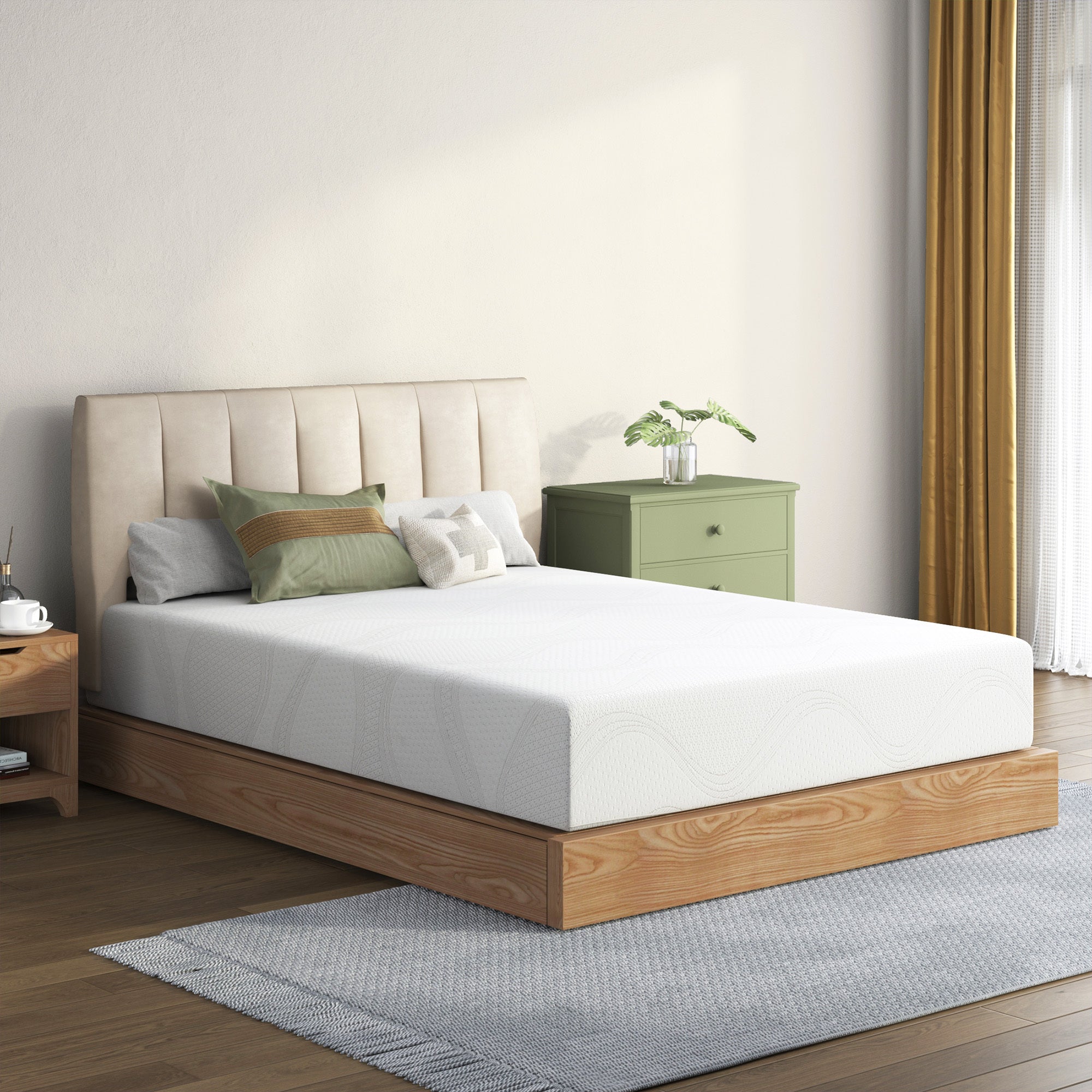 Twin Size Memory Foam Mattress,12 Inch Bed Mattress,with Cooling Green Tea Gel, CertiPUR-US Certified,White - Grand Goldman Shop