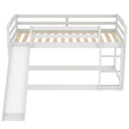 White Twin over Twin Bunk Bed with Convertible Slide and Ladder, Pine Wood and MDF, 79.3''L x 84.4''W x 46.5''H - Grand Goldman Shop