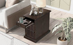 U-Can Classic Vintage Livingroom End Table Side Table with USB Ports and One Multifunctional Drawer with cup holders, Antique Espresso (Old SKU: WF296294AAP) - Grand Goldman Shop