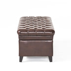 Cancia 50' Wide Faux Leather Tufted Rectangle Storage Ottoman Brown PU - Grand Goldman Shop