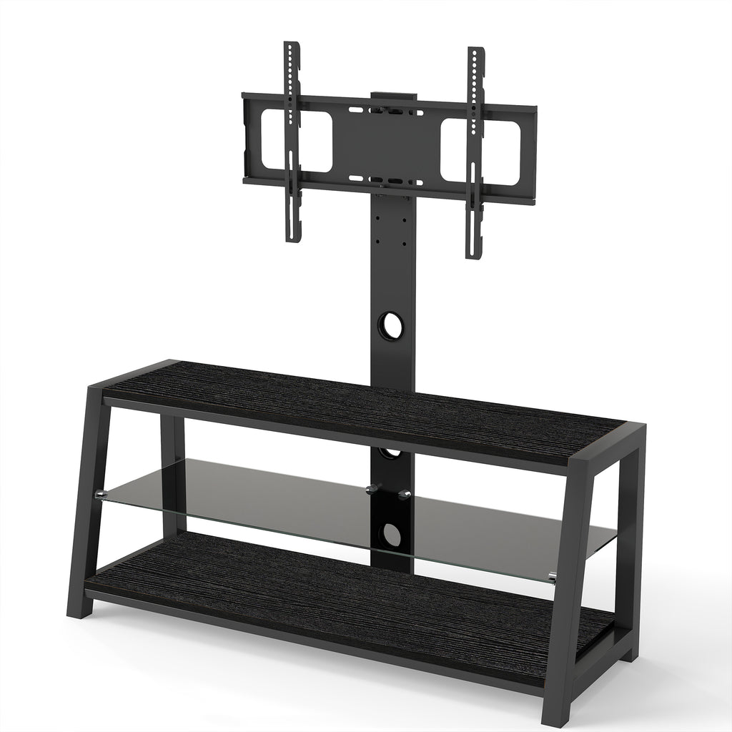 Wooden Storage TV Stand Black Tempered Glass Height Adjustable Universal Swivel Entertainment Center With Mount TV Stand,black - Grand Goldman Shop