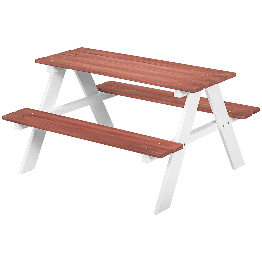 Outsunny Kids Picnic Table Set, Wooden Table & Bench Set, Kids Patio Furniture Outdoor Toys for Garden, Backyard, Aged 3-8 Ye