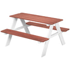 Outsunny Kids Picnic Table Set, Wooden Table & Bench Set, Kids Patio Furniture Outdoor Toys for Garden, Backyard, Aged 3-8 Ye
