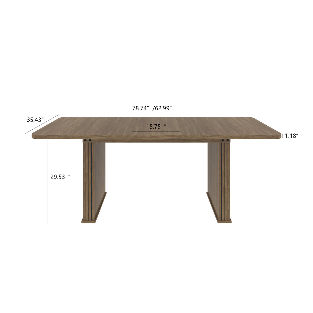 Modern Dining Table for 6-10 People, Wood Kitchen Table with Double Robust Pedestal, Wooden Dinner Table for Dining Room - Grand Goldman Shop