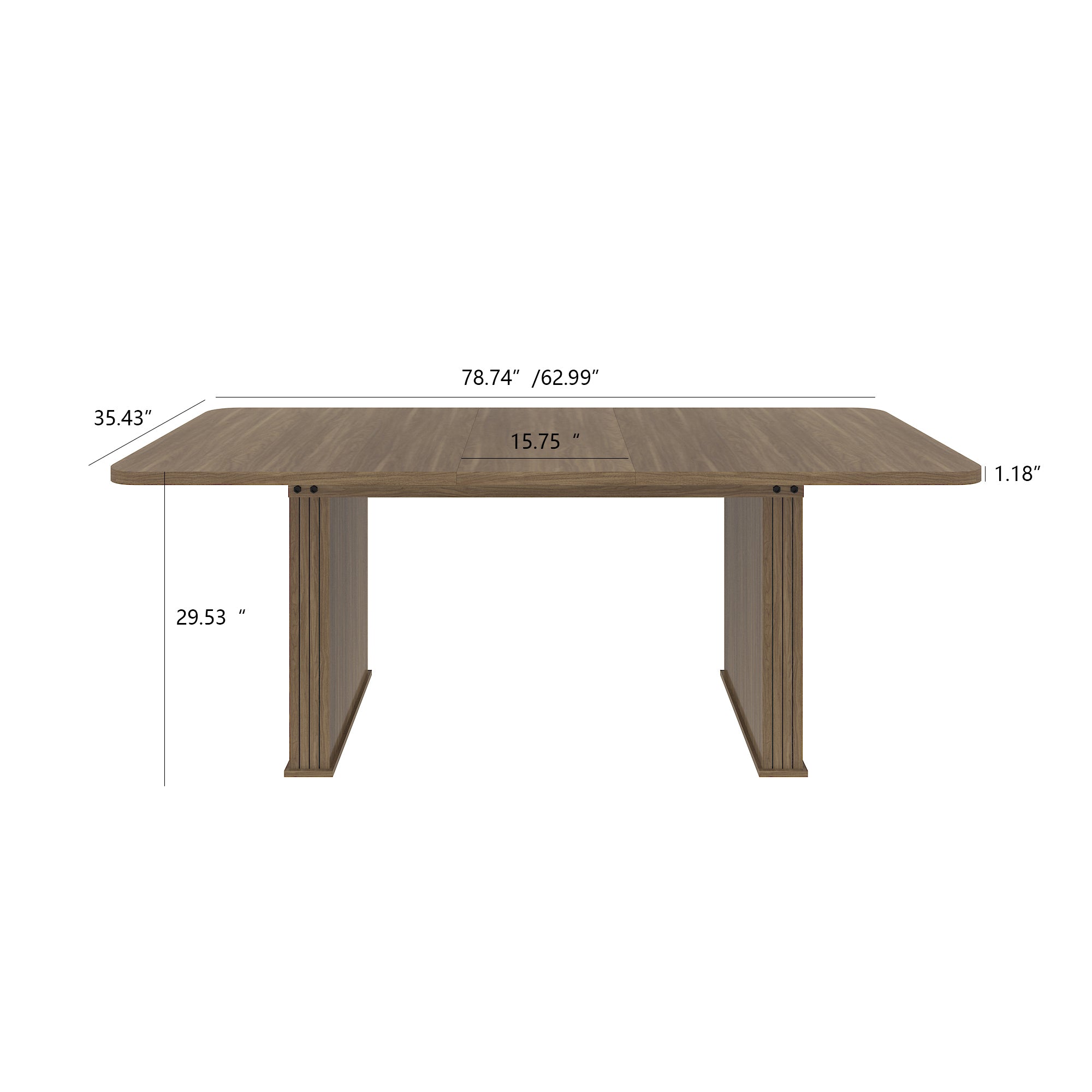 Modern Dining Table for 6-10 People, Wood Kitchen Table with Double Robust Pedestal, Wooden Dinner Table for Dining Room - Grand Goldman Shop