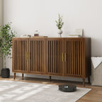 63 inch Grille-Striped Walnut Sideboard Buffet Cabinet with Storage, Multifunctional Accent for Dining Room, Living Room - Grand Goldman Shop