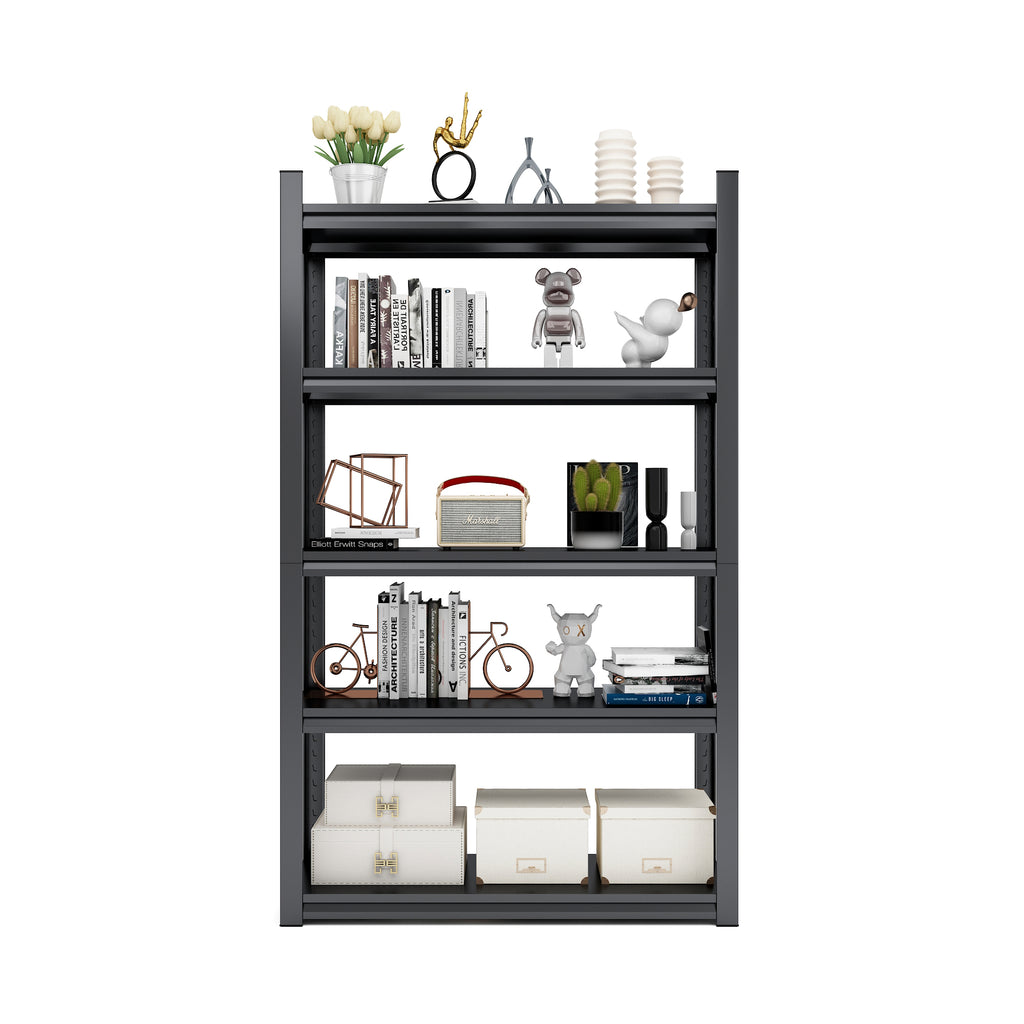 Industrial Black Metal 5 Tier Storage Shelves, Adjustable Heavy Duty Garage Shelving Unit, 72 Inch High - Grand Goldman Shop