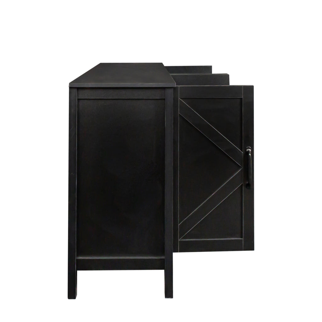 Cabinet with 4 Doors and 4 open shelgves,Freestanding Sideboard Storage Cabinet Entryway Floor Cabinet for Living Room Office Bedroom - Grand Goldman Shop