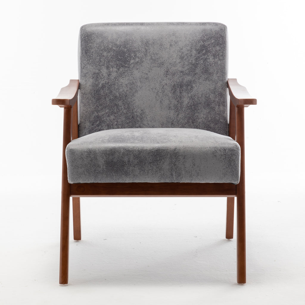 Mid-Century Modern Wingback Accent Chair with Solid Wood Frame and Extra-Thick Backrest – Lounge Chair for Living Room, Bedroom, or Reading Room - Grand Goldman Shop