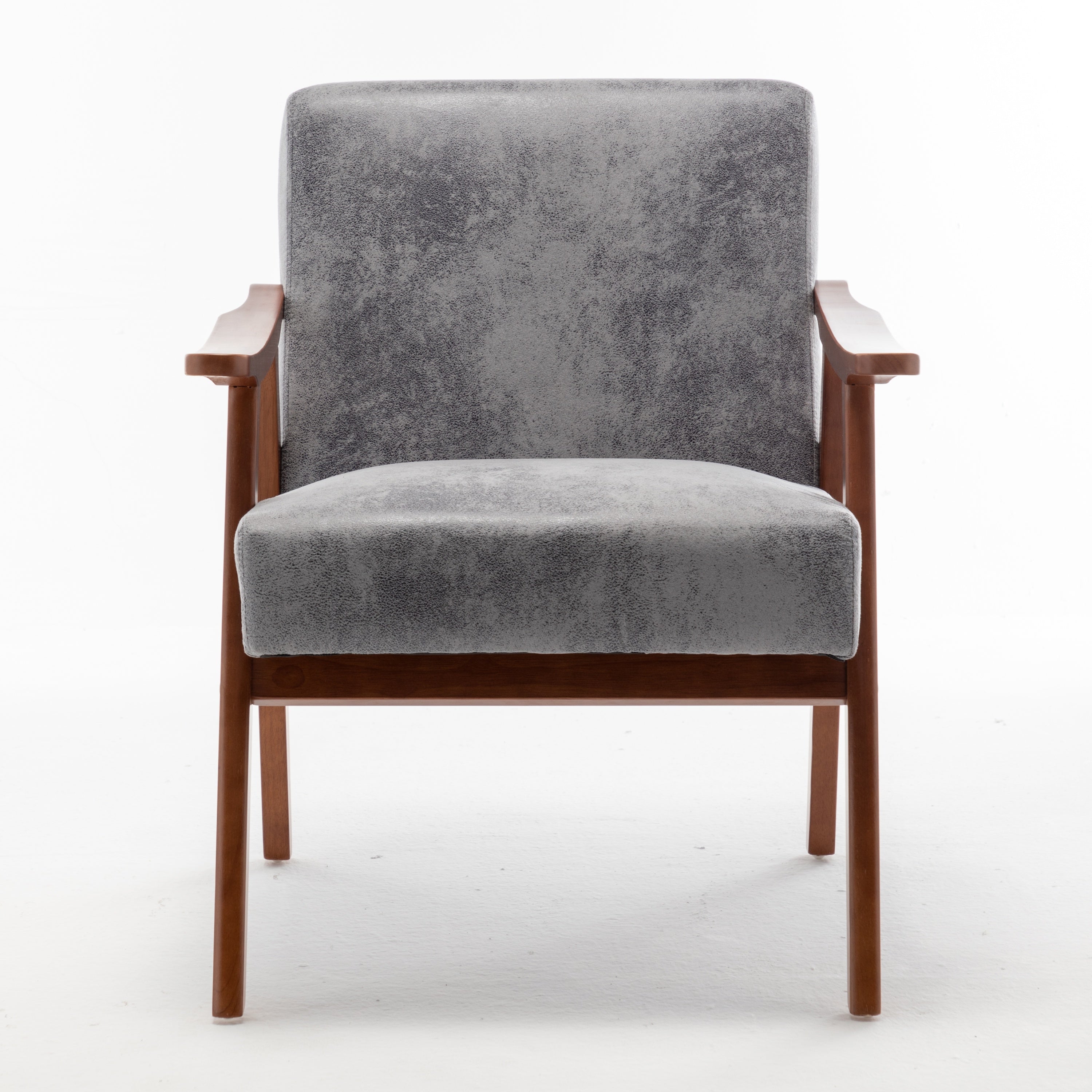 Mid-Century Modern Wingback Accent Chair with Solid Wood Frame and Extra-Thick Backrest – Lounge Chair for Living Room, Bedroom, or Reading Room - Grand Goldman Shop