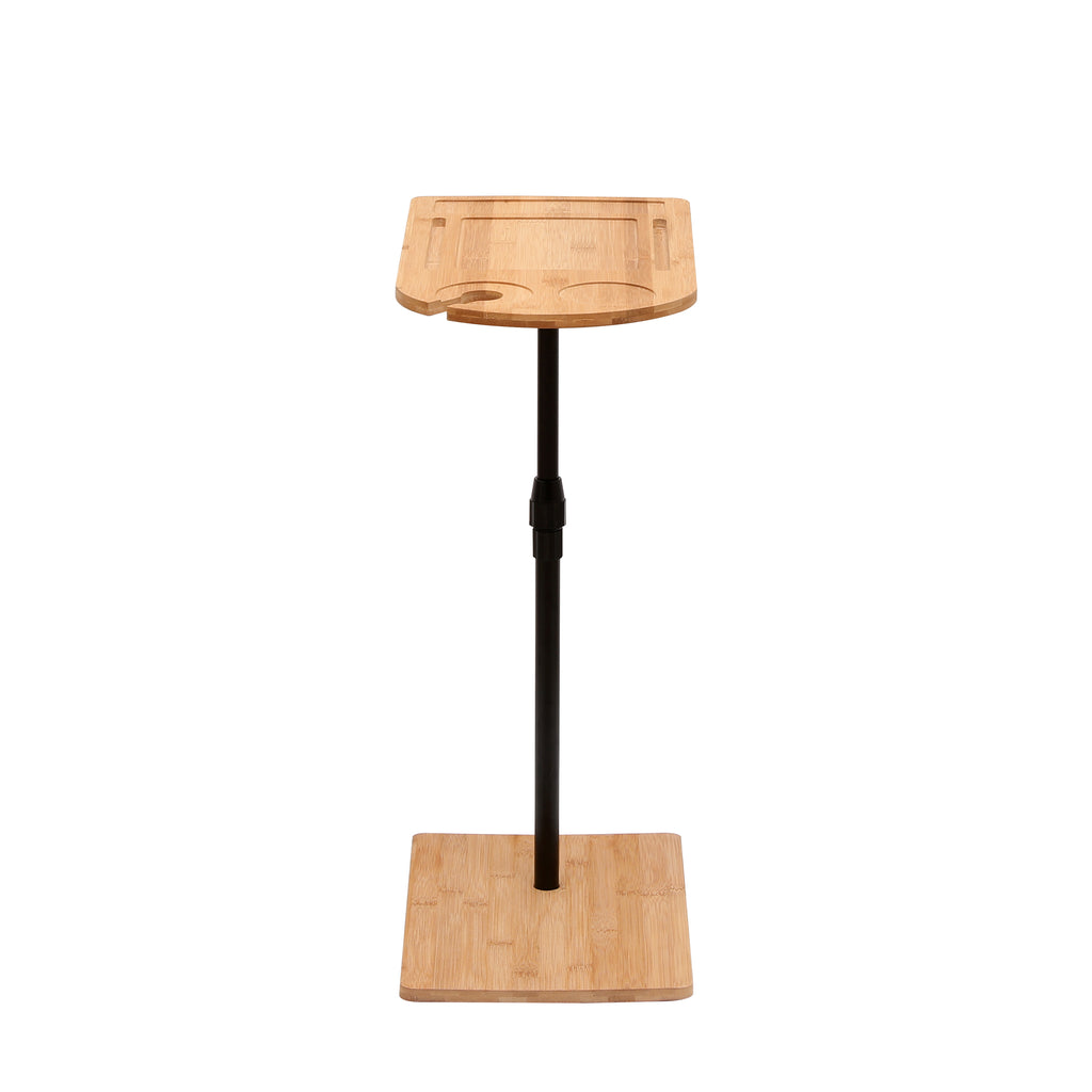 Couch Tray Table Bamboo Height Adjustable Side Table for Sofa C-shaped Oval End Tables with Slots for Bed & Chairs in Living Room & Bedroom (Oval + Rectangle) - Grand Goldman Shop