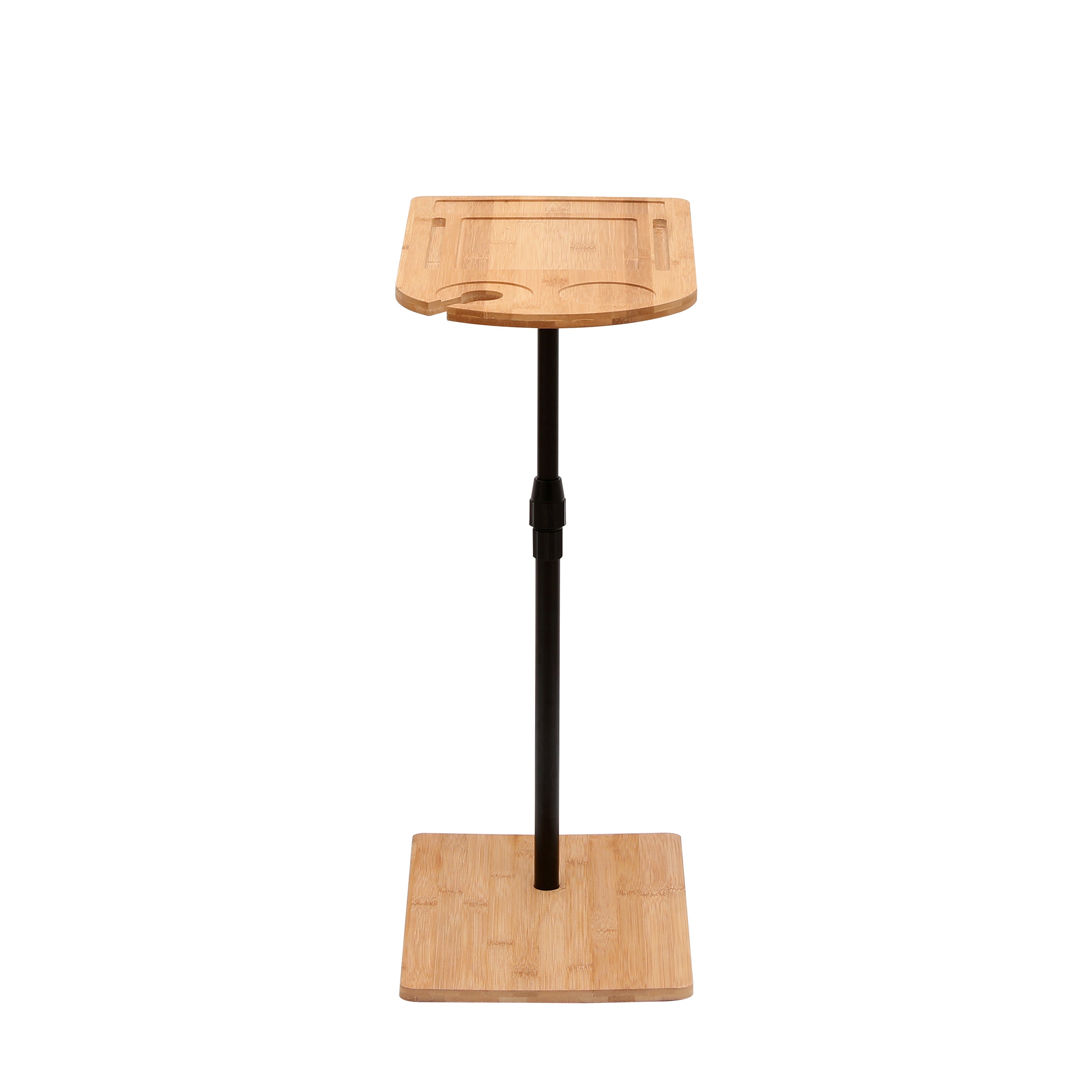 Couch Tray Table Bamboo Height Adjustable Side Table for Sofa C-shaped Oval End Tables with Slots for Bed & Chairs in Living Room & Bedroom (Oval + Rectangle) - Grand Goldman Shop
