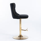 A&A Furniture,Golden Swivel Velvet Barstools Adjusatble Seat Height from 25-33 Inch, Modern Upholstered Bar Stools with Backs Comfortable Tufted for Home Pub and Kitchen Island（Black,Set of 2） - Grand Goldman Shop