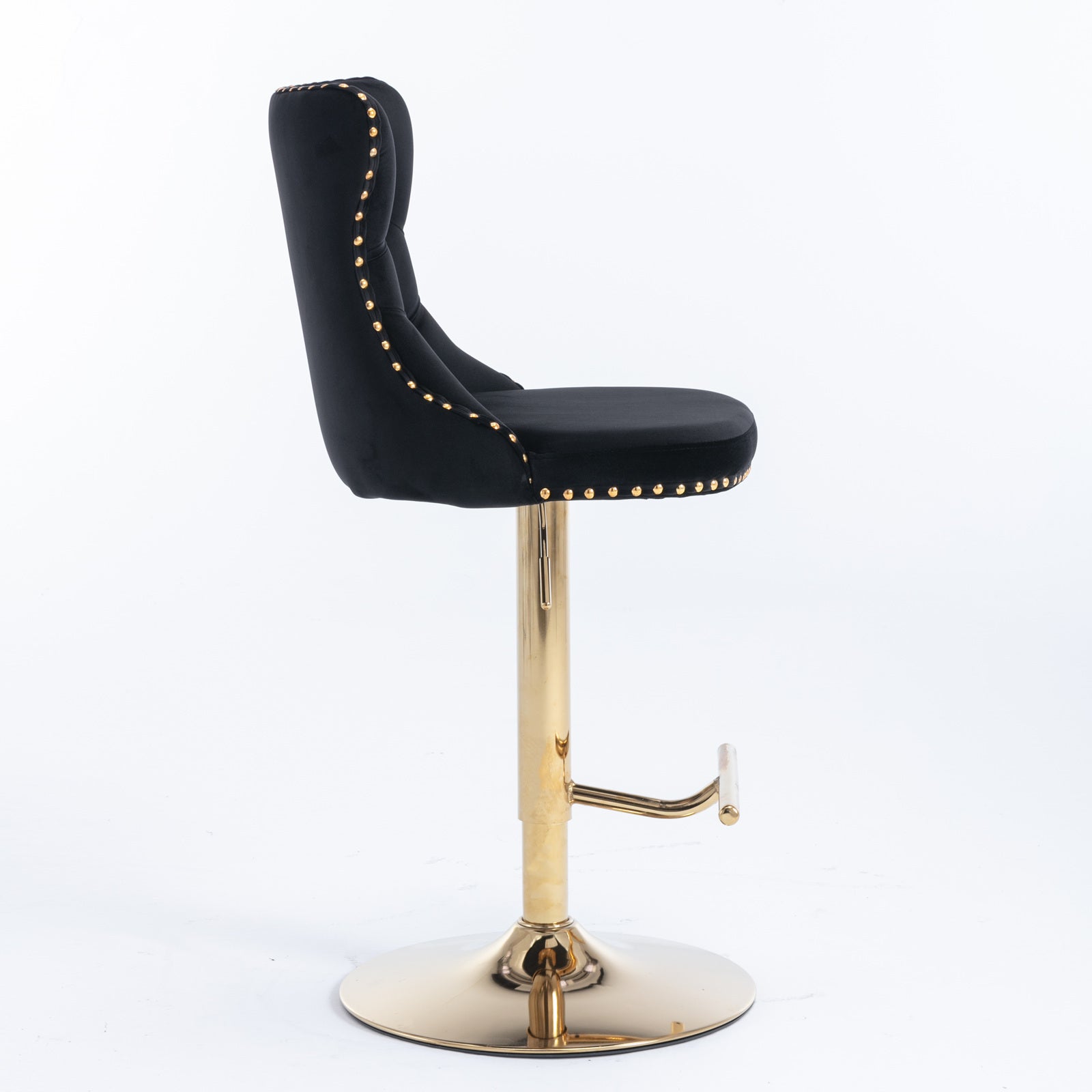 A&A Furniture,Golden Swivel Velvet Barstools Adjusatble Seat Height from 25-33 Inch, Modern Upholstered Bar Stools with Backs Comfortable Tufted for Home Pub and Kitchen Island（Black,Set of 2） - Grand Goldman Shop