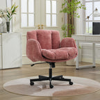 Modern Chenille Swivel Office Chair, Height Adjustable Task Chair with Convertible Multi-Position Armrests, Comfy Double Cush