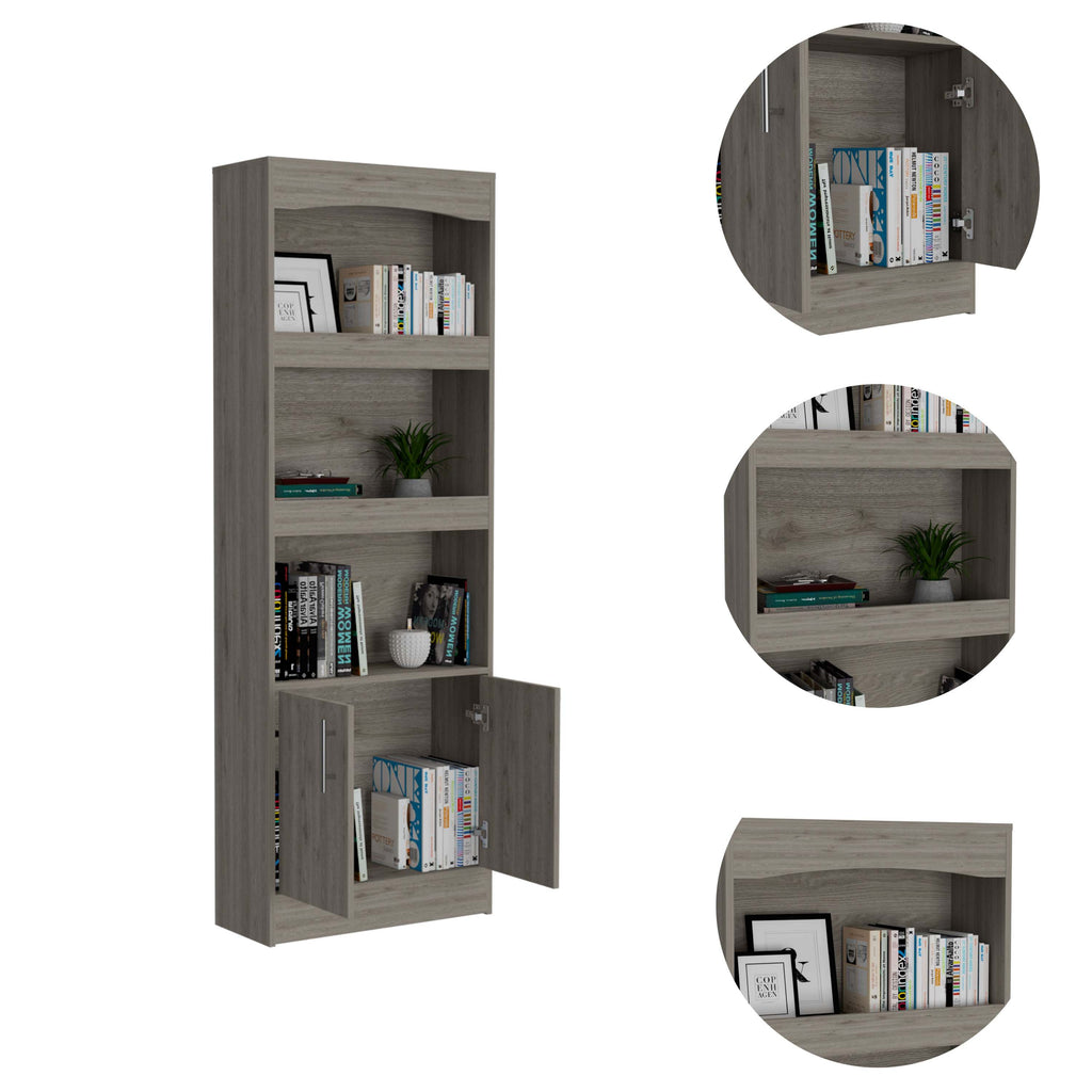 Durango Bookcase, Three Shelves, Double Door Cabinet - Grand Goldman