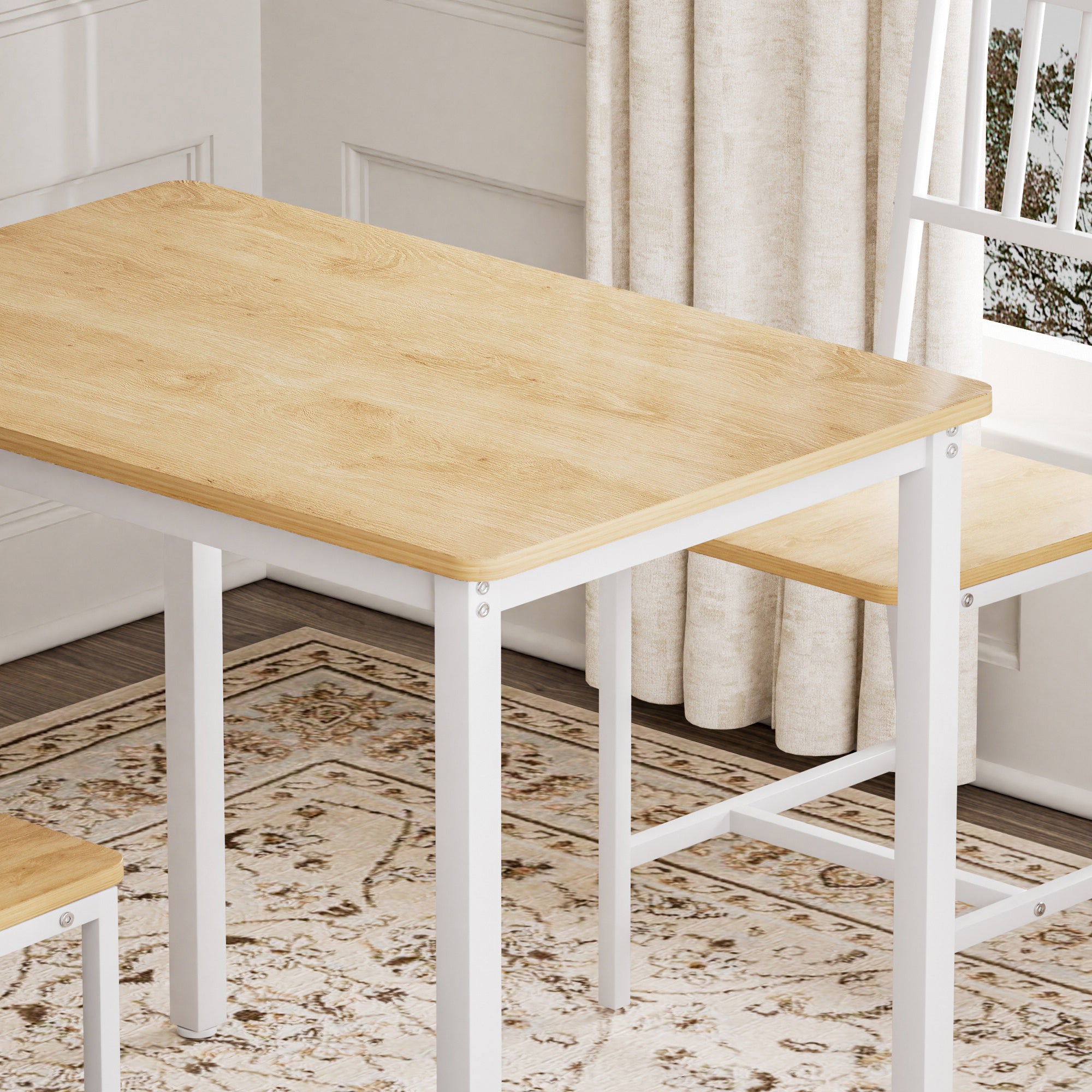 Dining Table Set, Bar Table with 2 Dining chairs, Kitchen Table Counter with Chairs, Industrial for Kitchen Breakfast Table, Living Room, Party Room,Natural and White,35.4″L x23.6″W x 29.7″H - Grand Goldman Shop