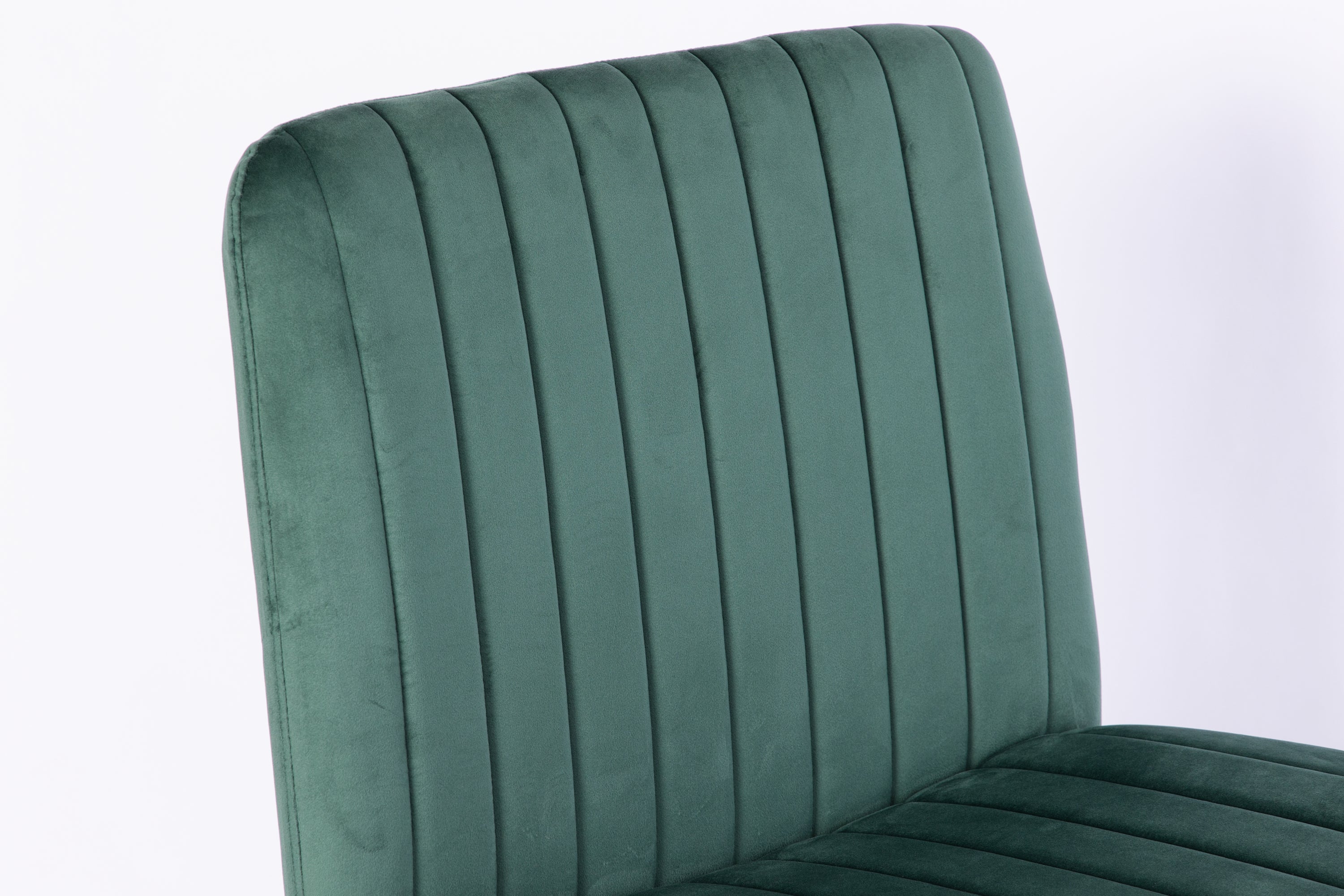 Green Velvet Criss Cross Armless Office Chair with Wheels - Comfortable & Stylish for Home Office, Meditation, and Makeup Use