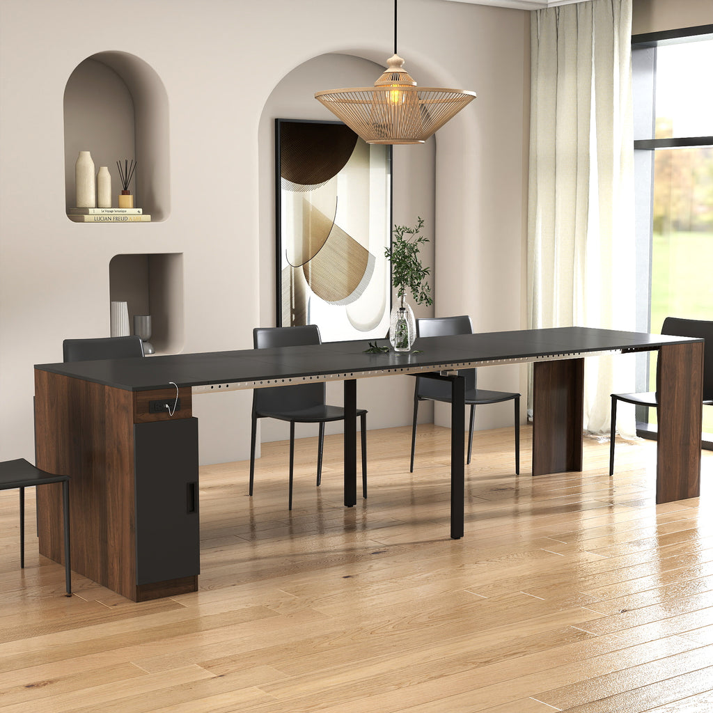 Modern Multifunctional Extendable Dining Table with Outlet, Space Saving Expanding Table with Storage for Party, Weddings, Meetings, Celebrations - Grand Goldman Shop