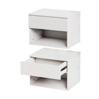 set of 2 nightstand with Modern Wall-Mounted Drawer Cabinet: Open Shelf, 3-Stage Rails, Carved Design, Anti-Wobble, DIY, for Bedroom/Living Room/Office - Grand Goldman Shop