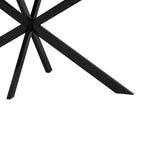Retro Rectangular Stretch Dining Table in Grey Carole Top with Black Embossed Center Plate and Black Fine Sand Cross Iron Base, Storage Box Included, 55.11''-70.86'' Expandable - Grand Goldman Shop