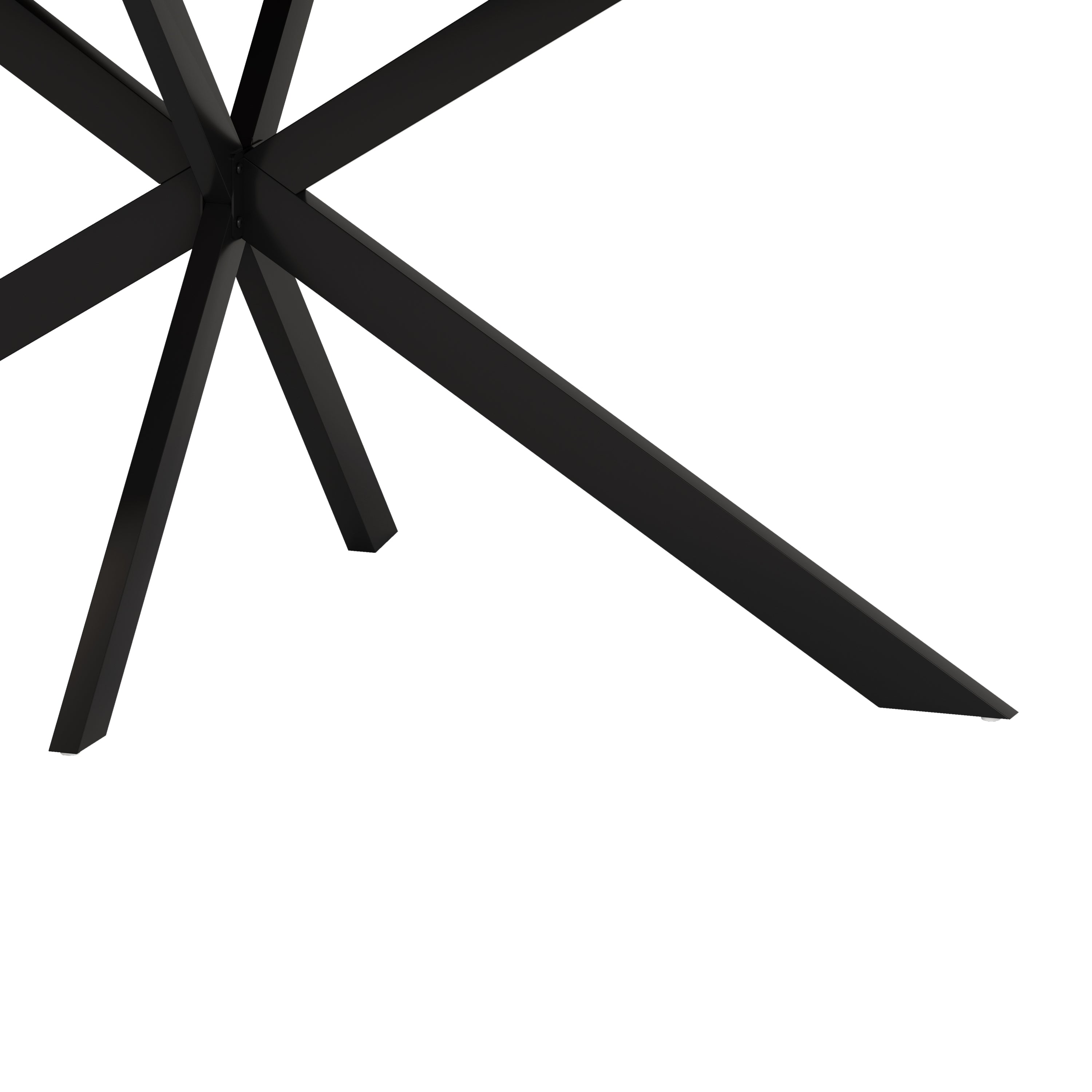 Retro Rectangular Stretch Dining Table in Grey Carole Top with Black Embossed Center Plate and Black Fine Sand Cross Iron Base, Storage Box Included, 55.11''-70.86'' Expandable - Grand Goldman Shop