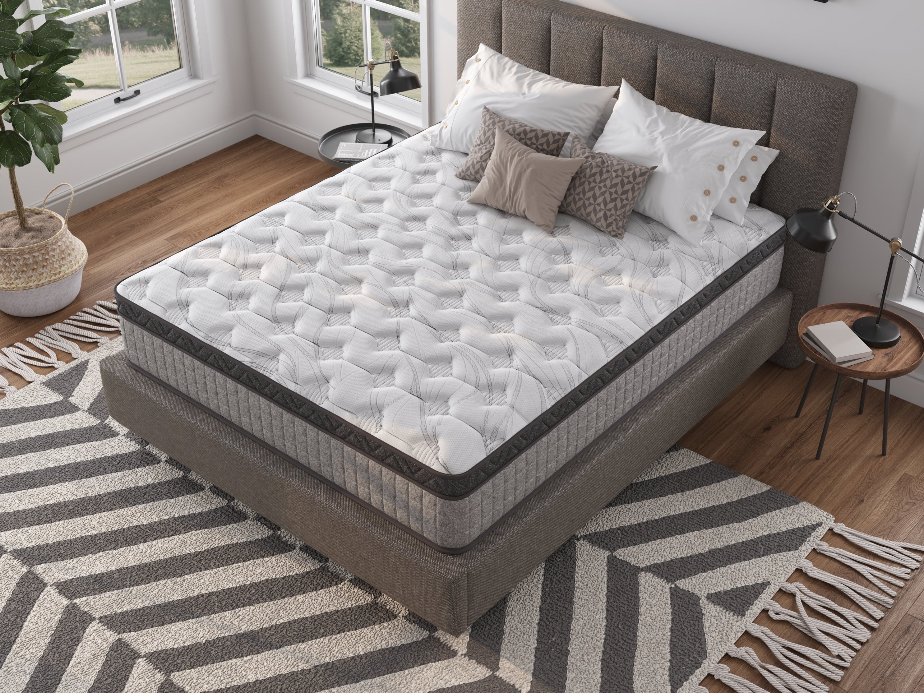 Assembled in USA - 10' King Diamond Innerspring Hybrid and Cooling Gel Memory Foam Mattress, Pressure Relief, and Motion Isolation, CertiPUR-US and Oeko TEX Certified - Grand Goldman Shop