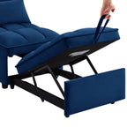 4 in1 Multi-Function Single Sofa Bed with Storage Pockets,Tufted Single Pull-out Sofa Bed with Adjustable Backrest and Pillows ,Convertible  Chaise Lounge, Navy - Grand Goldman Shop
