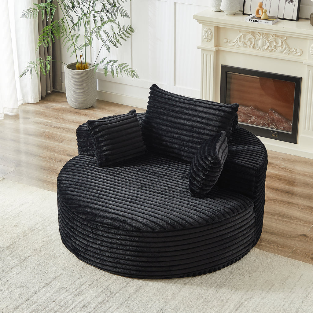 55'L Corduroy Sponge single sofa,No Assembly Required,Fluffy Modern Sleeper Chair for Living room, Bedroom, Lounge and Projection Room(Not a swivel chair.) - Grand Goldman Shop