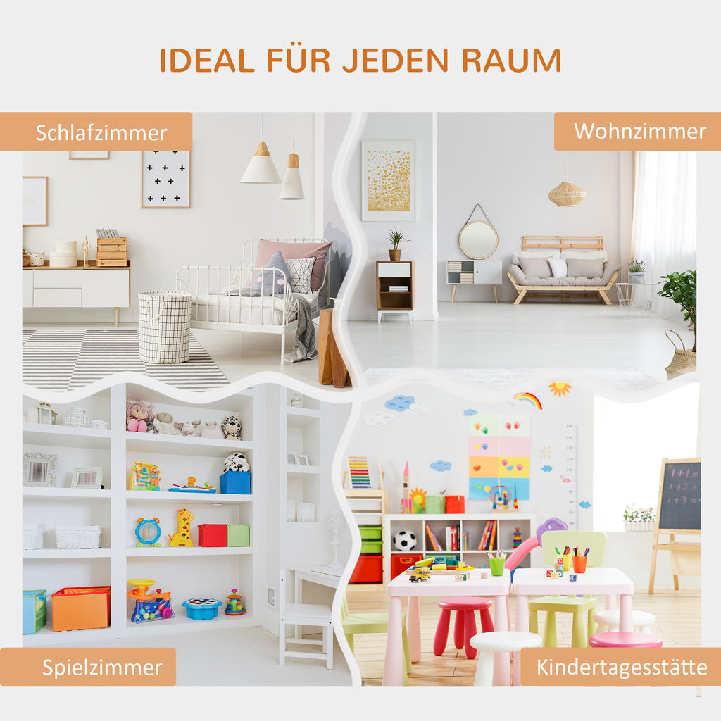 HOMCOM 6-Cubby Kids Bookcase with Reading Nook and Cushion, Multi-Purpose Storage Organizer for Bedroom, Living Room, Pure Wh