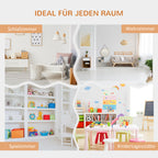 HOMCOM 6-Cubby Kids Bookcase with Reading Nook and Cushion, Multi-Purpose Storage Organizer for Bedroom, Living Room, Pure Wh