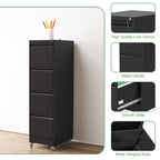 Black Heavy-Duty Metal 4 Drawer Locking Vertical File Cabinet with Wheels for Home & Office, 17.71'D x 15.16'W x 52.28'H - Gr