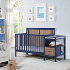 Connelly 4-in-1 Crib and Changer Combo Midnight Blue/Vintage Walnut | Premium Home Decor - Grand Goldman