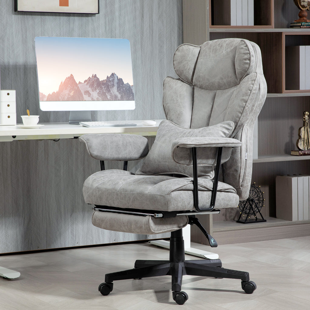 HOMCOM Executive Office Chair, 400LBS Big and Tall Office Chair with Foot Rest, Microfiber Computer Desk Chair with Lumbar Su